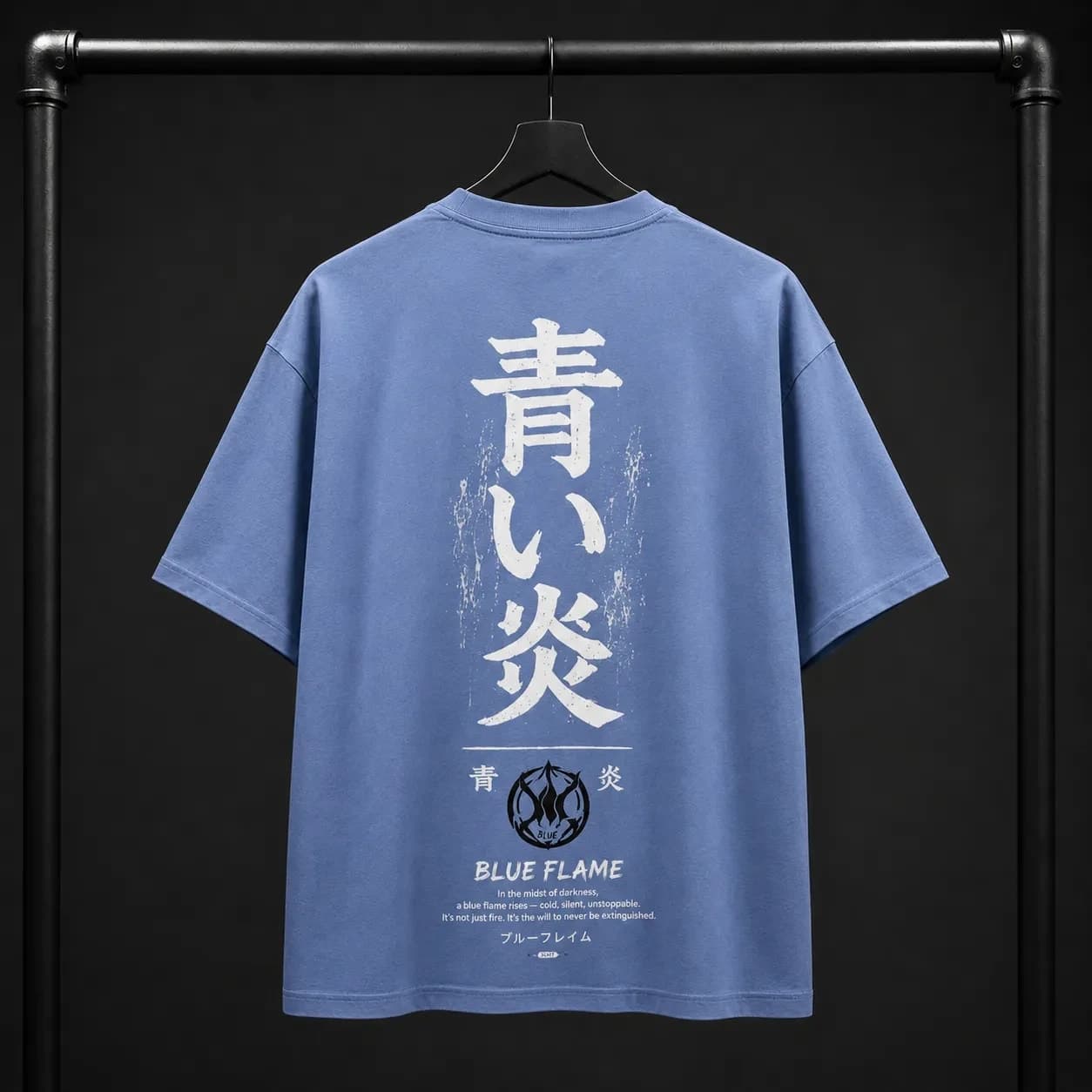ZENJI BLUE FLAME TEE anime streetwear, back