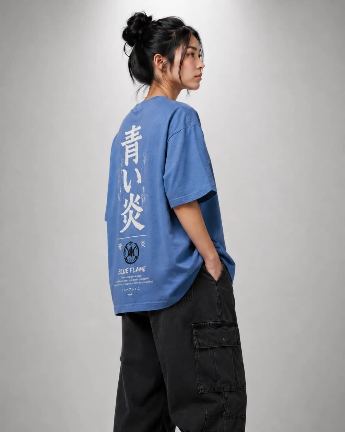 ZENJI BLUE FLAME TEE anime streetwear, view 3