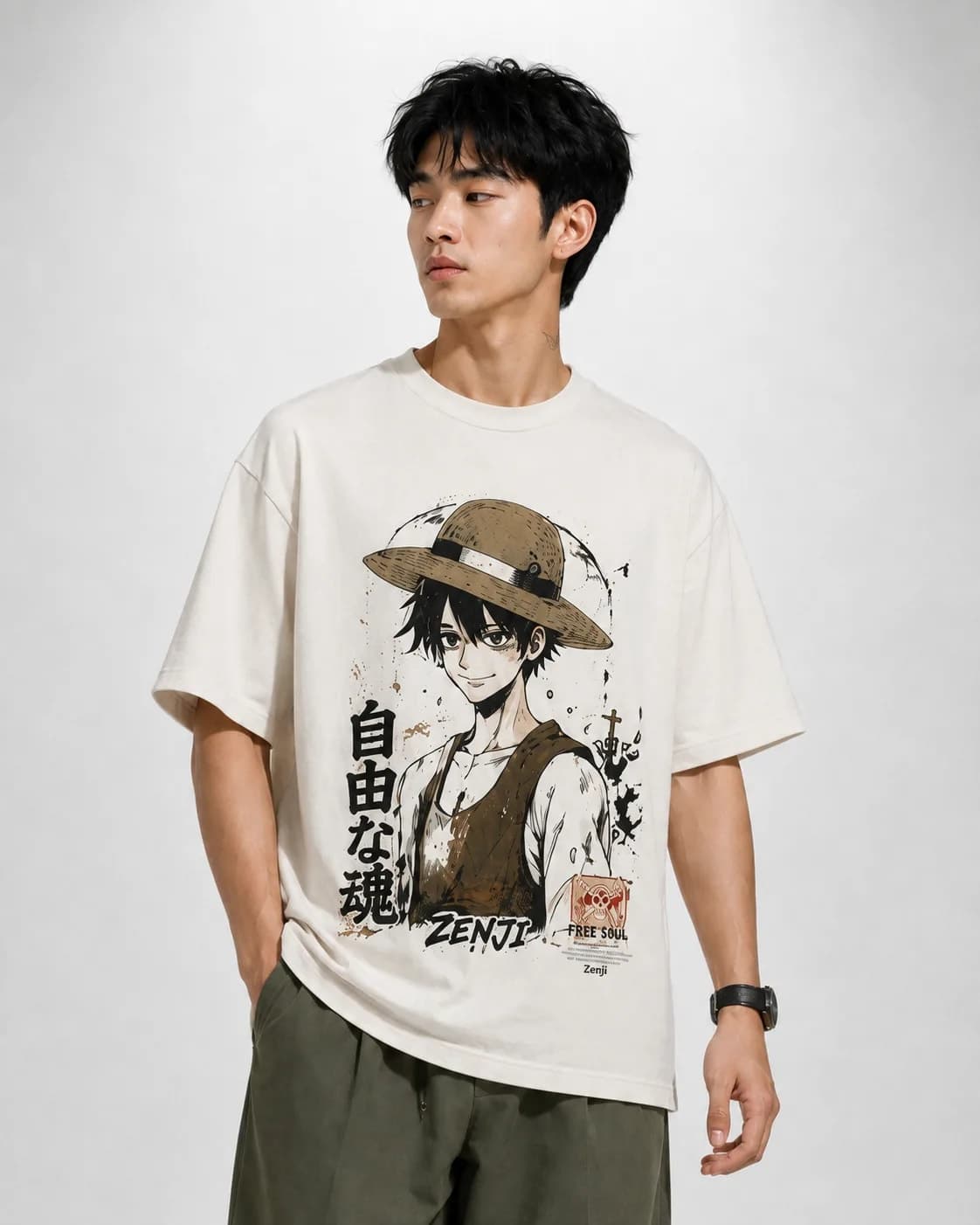ZENJI FREE SOUL TEE anime streetwear, front