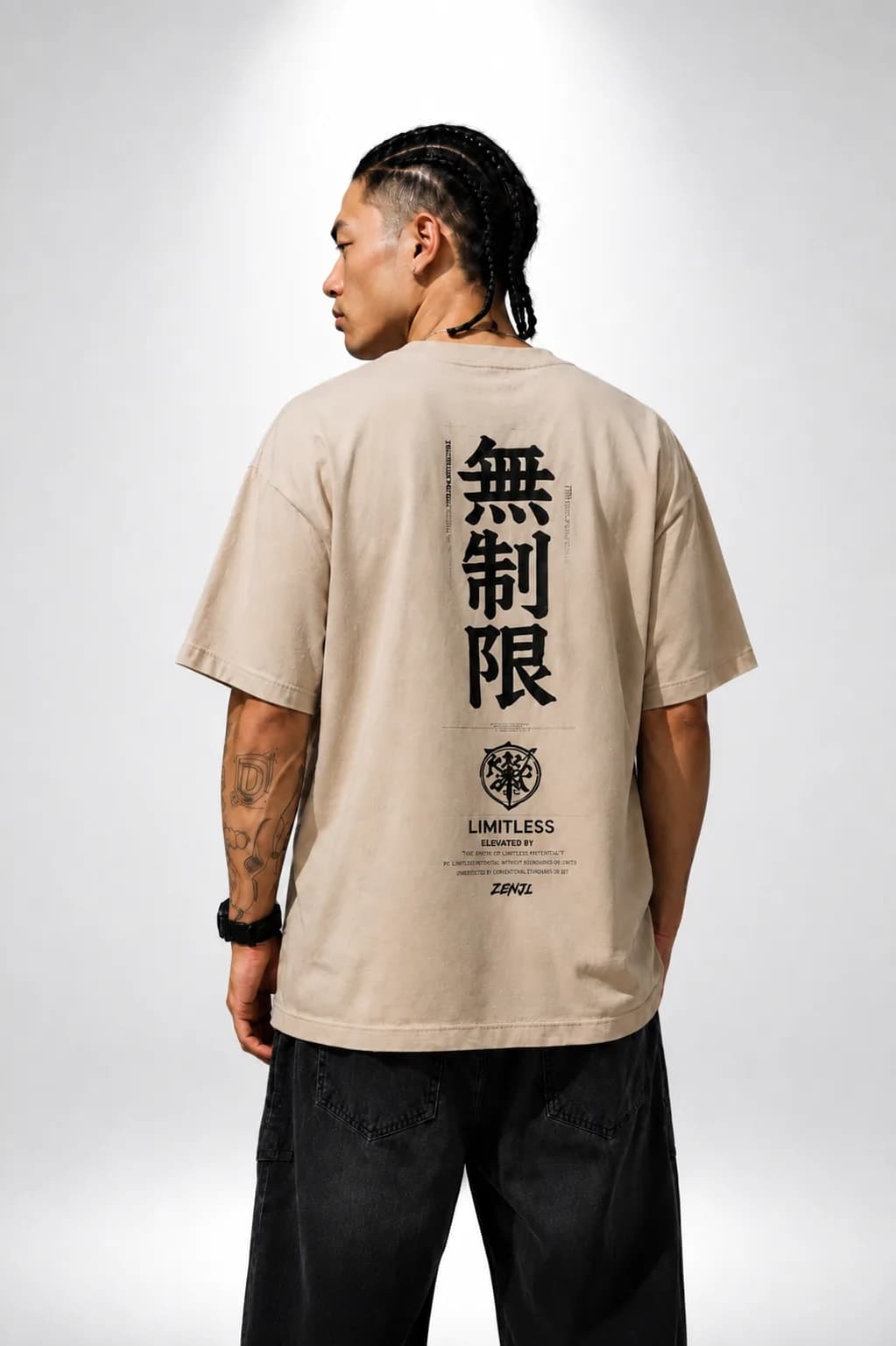 ZENJI LIMITLESS TEE anime streetwear, back