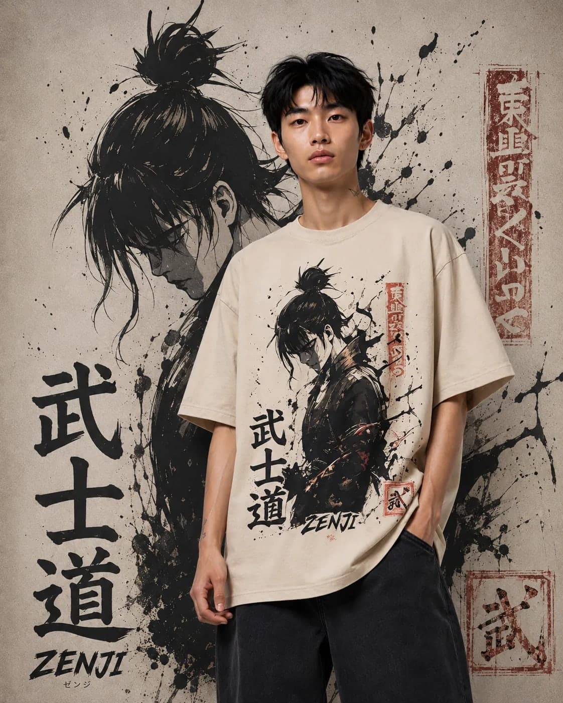 ZENJI BUSHIDO TEE anime streetwear, view 4