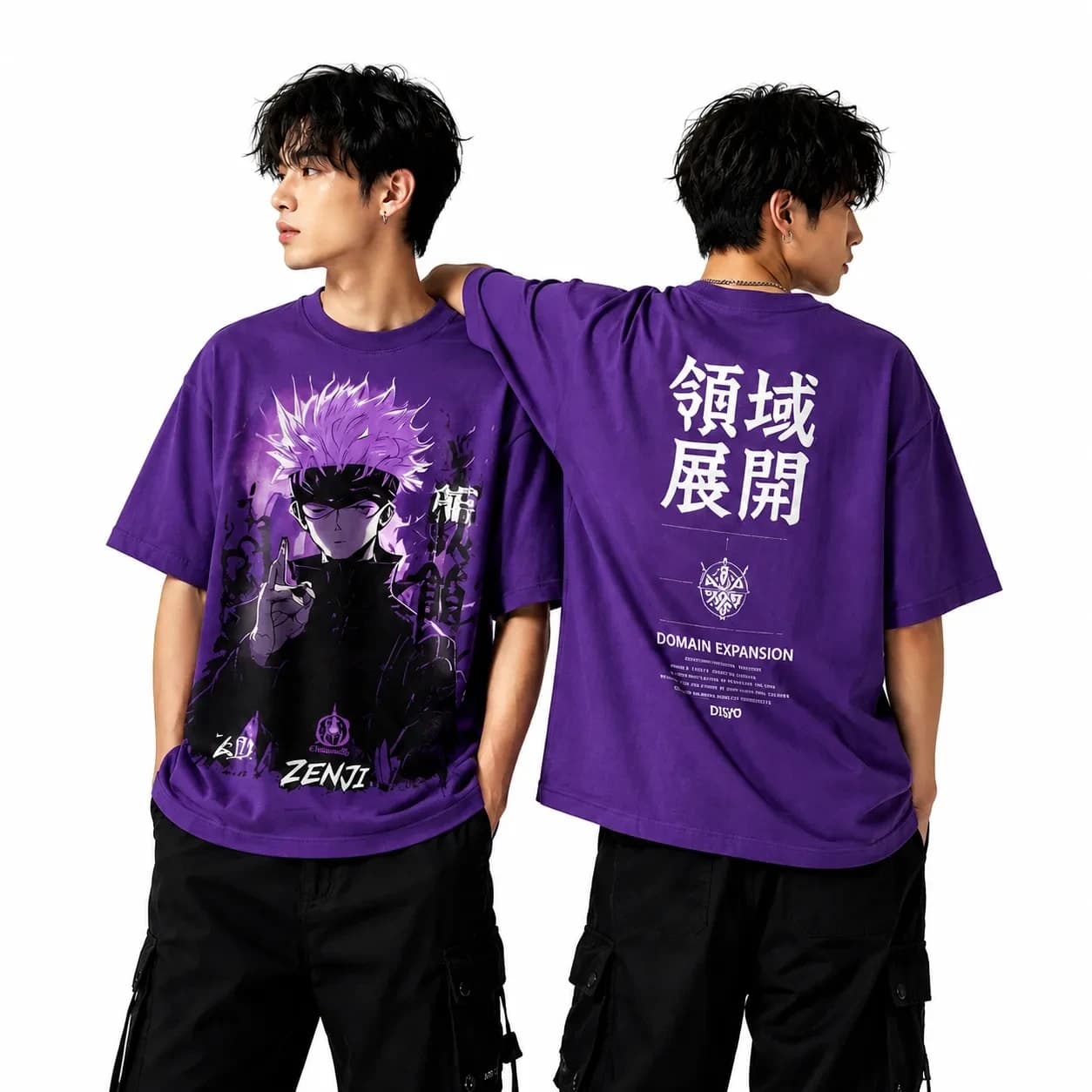 ZENJI DOMAIN EXPANSION TEE anime streetwear, on model