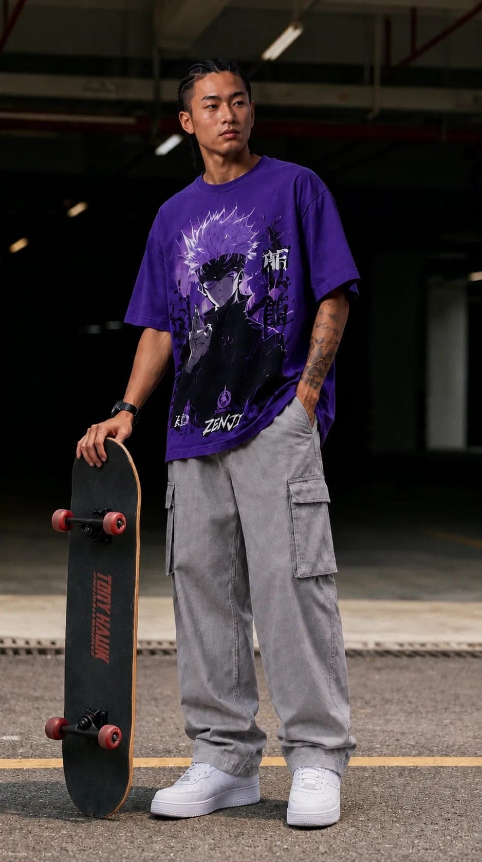 ZENJI DOMAIN EXPANSION TEE anime streetwear, on model