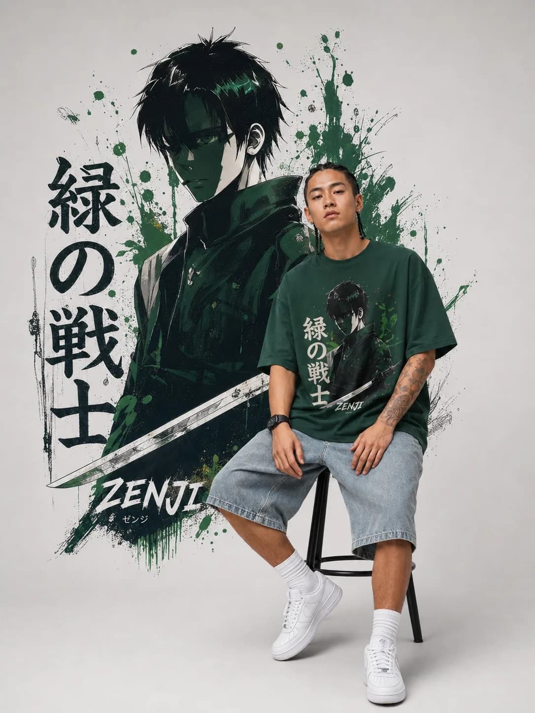 ZENJI WARRIOR SPIRIT TEE anime streetwear, view 4