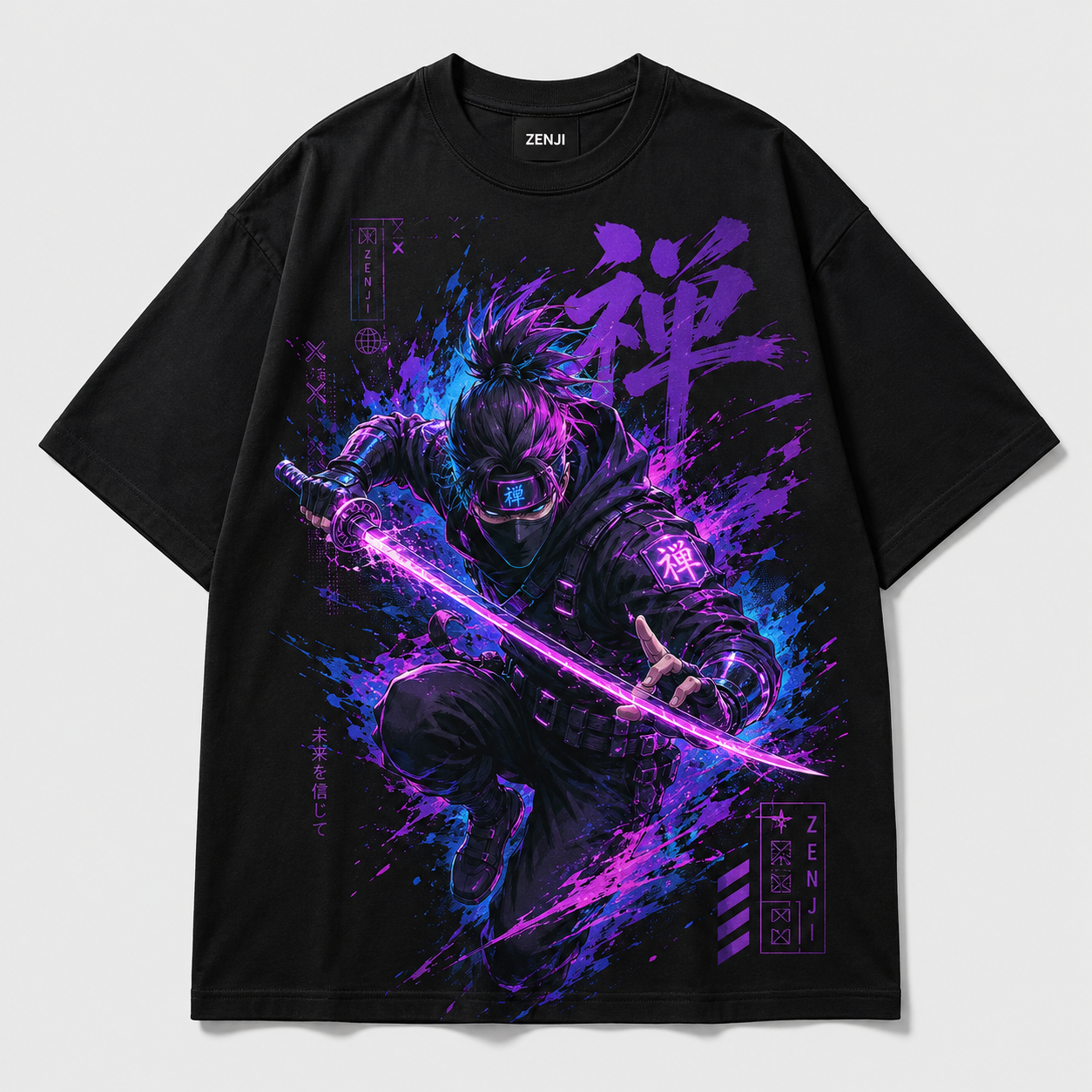 ZENJI Storm Caller Tee royal blue tee anime streetwear design