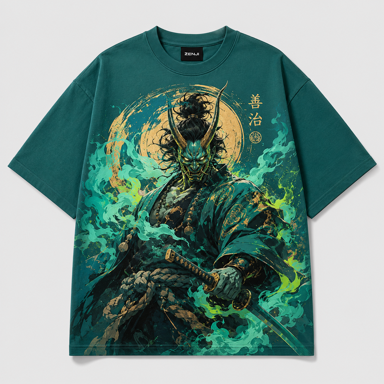 ZENJI Azure Ember Tee light blue tee anime streetwear design