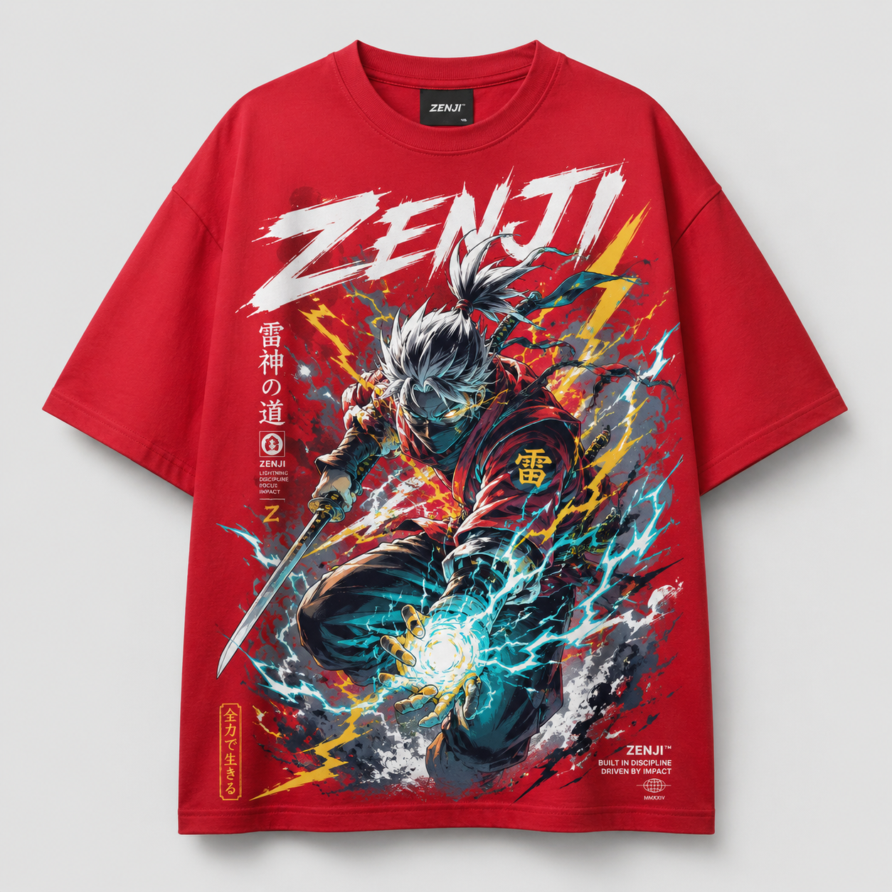 ZENJI Oni Surge Tee red tee anime streetwear design